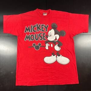 Vintage Mickey Mouse Disney Shirt XL Red 90s Cartoon Promo Disneyland Orlando